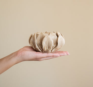 Tealight Holder Flower Beige