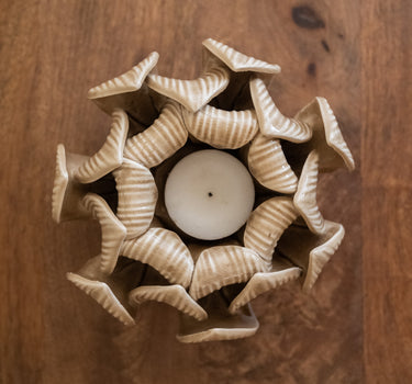 Tealight Holder Flower Beige