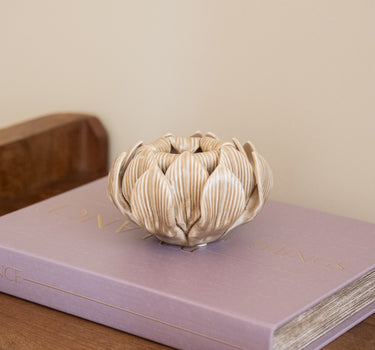 Tealight Holder Flower Beige