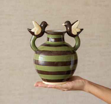 Deco Vaas Vogels Groen