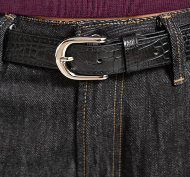 TILTIL Suus Croco Riem REAL LEATHER Zwart