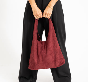 TILTIL Slouchy Faux Suede Bag Bordeaux