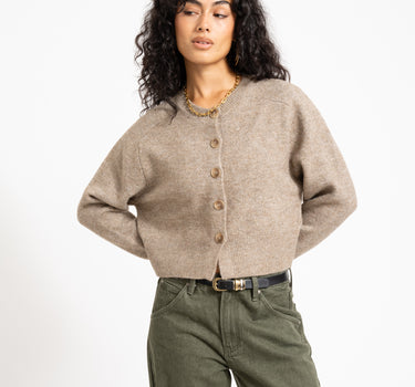 Aware Osterbro O-Neck Knit Cardigan Natural Melange