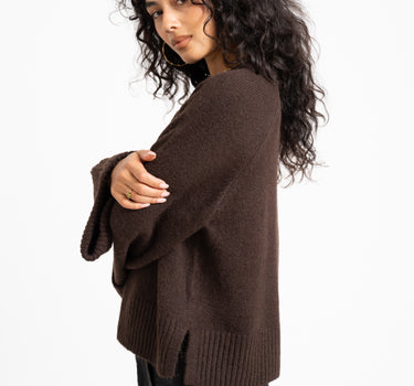 Aware Novah O-Neck Knit Pullover Chocolate Torte