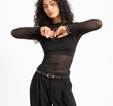 TILTIL Vere Sparkle Mesh Langarmshirt Schwarz