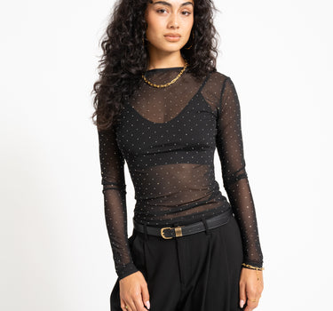 TILTIL Vere Sparkle Mesh Langarmshirt Schwarz