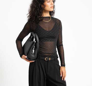 TILTIL Vere Sparkle Mesh Langarmshirt Schwarz
