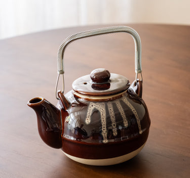 Handmade Japanese Teapot Amesuzu Brown