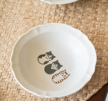 Handgefertigte japanische Schale Neko Katze