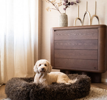 Tibetan Lamb Dog Bed Brown