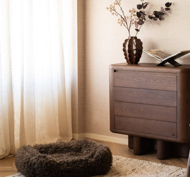 Tibetan Lamb Dog Bed Brown