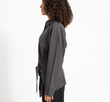 Viola Poplin Wrap Tie Shirt Black