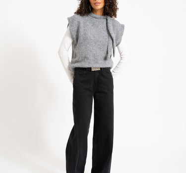 Topshop Cassi Strickoberteil mit Bindedetail Grau