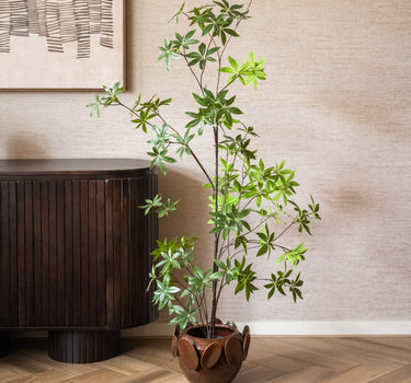 Blumentopf Leaf Keramik Braun