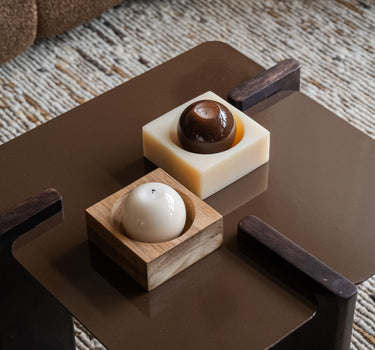 HKLIVING Deko-Schale Cube Pop Beige / Holz