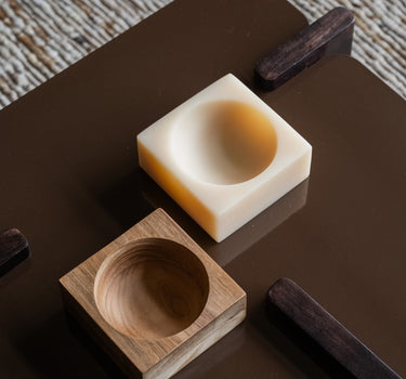HKLIVING Deko-Schale Cube Pop Beige / Holz