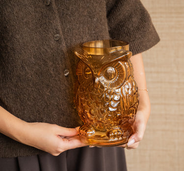 Vase Owl Glass Amber
