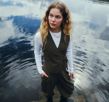 TILTIL Dex Pinstripe Gilet Groen