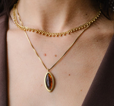 TILTIL Cindy Oval Edelstein-Halskette Gold