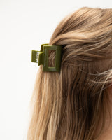 Hair Claw Clip Rectangle Shiny Green
