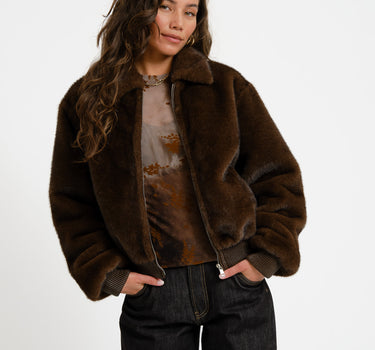 TILTIL Elena Fell-Bomberjacke Braun