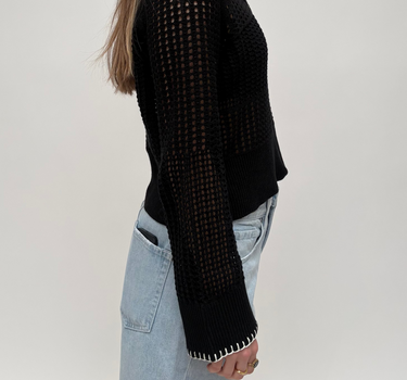 Caitlyn Polokleid Kontraststrick Schwarz