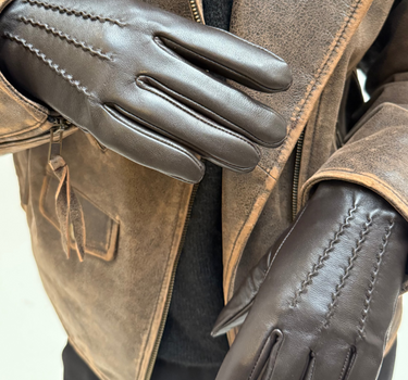 Lederhandschuhe Elly Braun