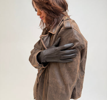 Lederhandschuhe Elly Braun