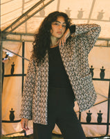 TILTIL Kiara Kimono-Jacke, grüner Druck, Einheitsgröße