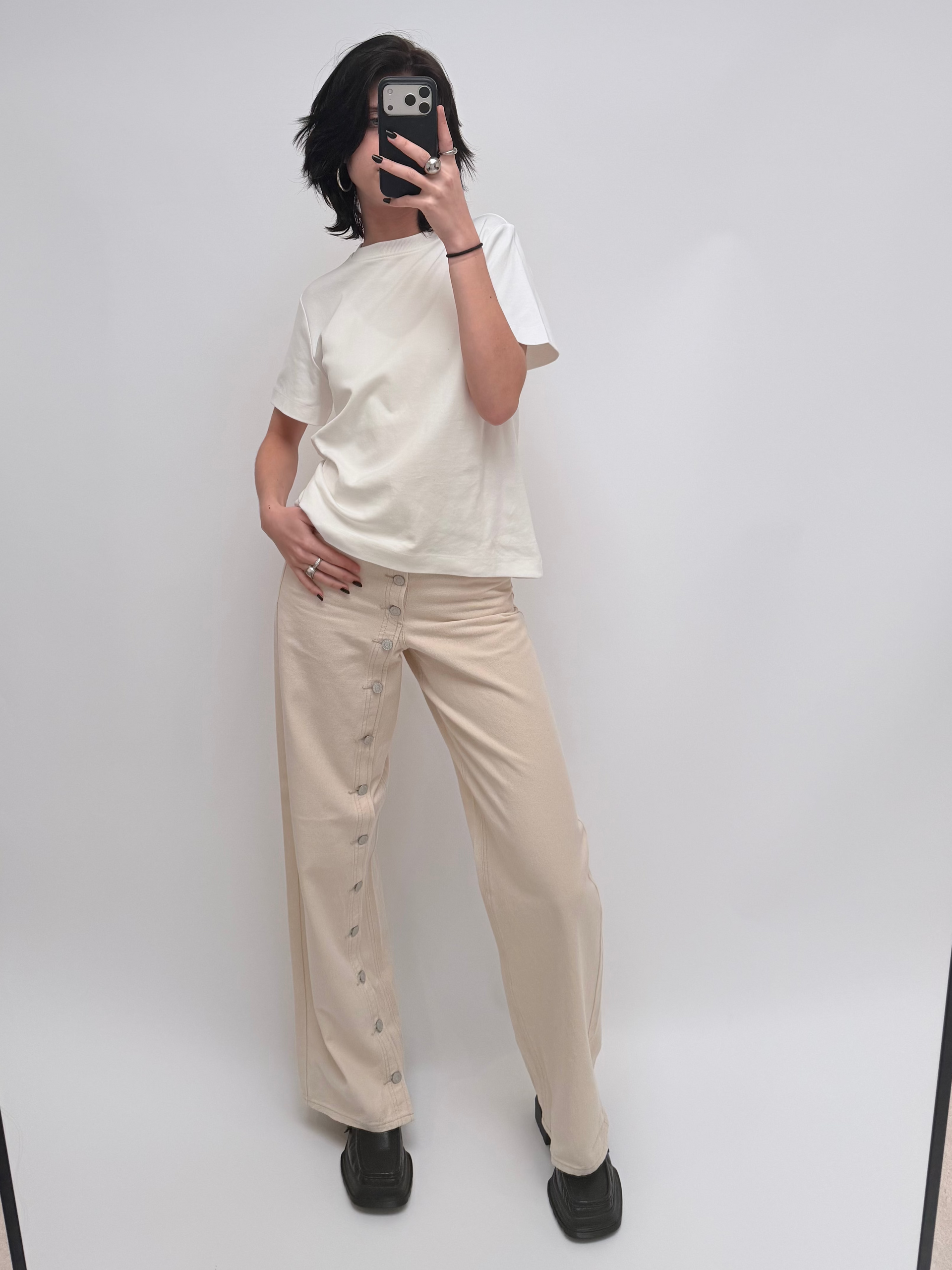 Zoe Ella Wide Detail Pant Ecru - Things I Like Things I Love
