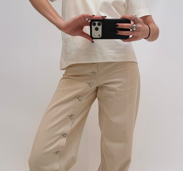 Zoe Ella Wide Detail Pant Ecru