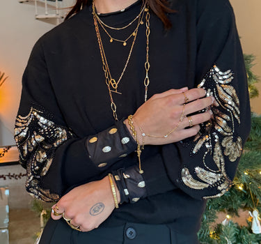 TILTIL Noel bestickter Pullover Schwarz