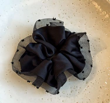 Scrunchie Mesh Polkadot Black