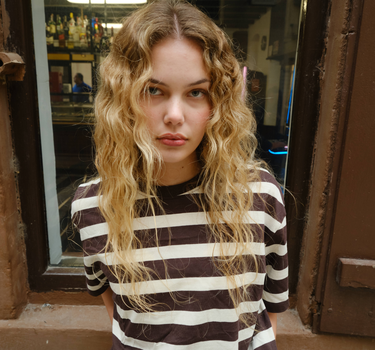 TILTIL Thick Striped Luc Tee Brown