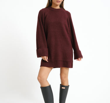 Aware Novah O-Neck Knit Mini Dress Winetasting