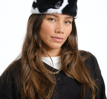Kangol Faux Fur Topper Spotted Cow Print