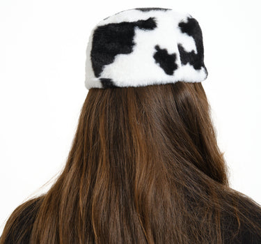 Kangol Faux Fur Topper Spotted Cow Print