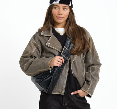 Kangol Faux Fur Topper Spotted Cow Print