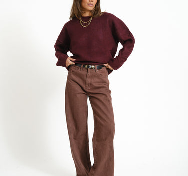TILTIL Missy HR Relaxed Seam Jeans Bordeaux