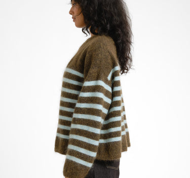 TILTIL Mulla Striped Mohair Pullover Dark Green
