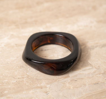 Acrylic Squary Bangle Dark Brown - Things I Like Things I Love