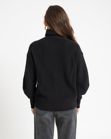 Adeline Twist Zip Cardigan Knit Black - NNO - Things I Like Things I Love