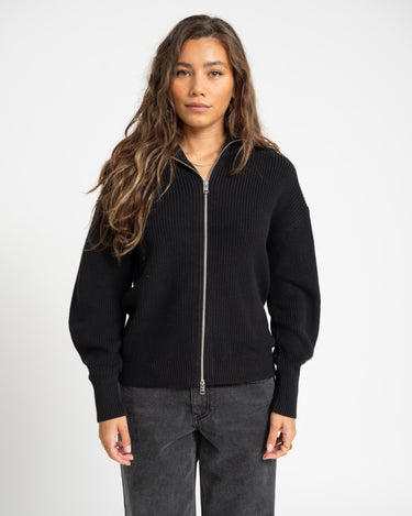 Adeline Twist Zip Cardigan Knit Black - NNO - Things I Like Things I Love