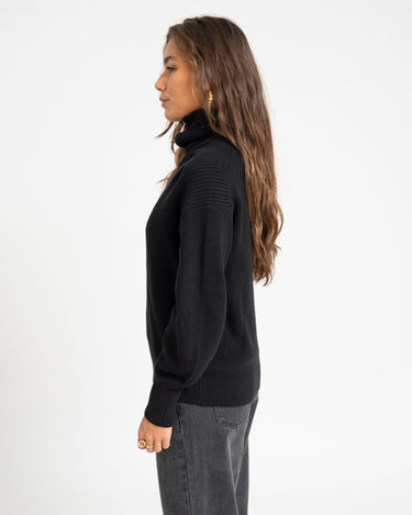 Adeline Twist Zip Cardigan Knit Black - NNO - Things I Like Things I Love