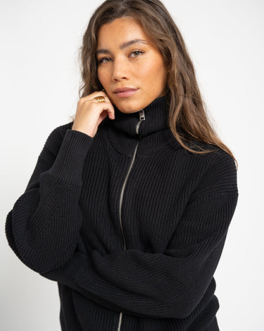 Adeline Twist Zip Cardigan Knit Black - NNO - Things I Like Things I Love