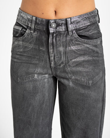 Adriana Silver Coated Jeans Medium Blue Denim - Things I Like Things I Love