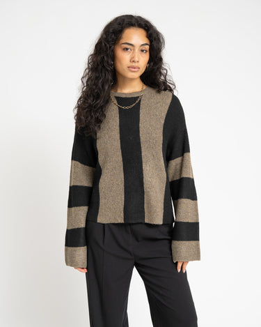 Agatha Wide Sleeve Knit Morel / Black - Things I Like Things I Love