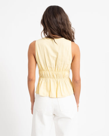 Almira Linen Blend Tie Top Sunlight - Things I Like Things I Love