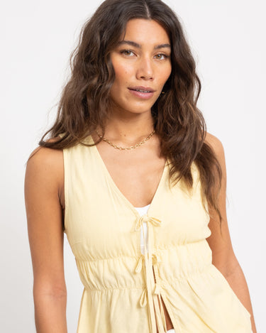 Almira Linen Blend Tie Top Sunlight - Things I Like Things I Love