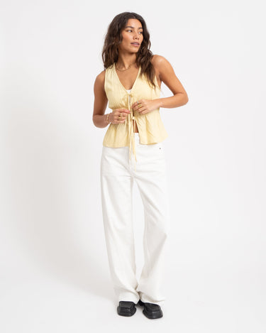 Almira Linen Blend Tie Top Sunlight - Things I Like Things I Love